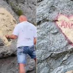 Turist surprins vandalizand pe Transfagarasan raspunde simplu este doar o stanca