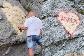 Turist surprins vandalizand pe Transfagarasan raspunde simplu este doar o stanca