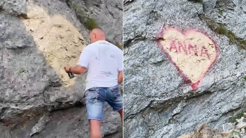 Turist surprins vandalizand pe Transfagarasan raspunde simplu este doar o stanca