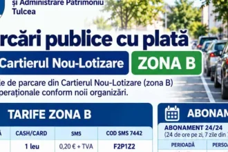 Șoferii din Tulcea plătesc parcarea în Cartierul Nou-Lotizare. Tarif pe oră