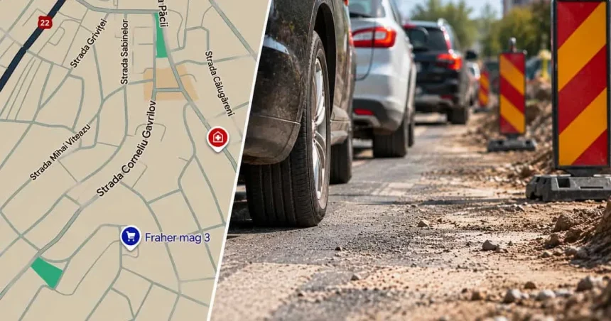 Trafic reluat pe strada Gavrilov Corneliu din Tulcea, însă lucrările continuă