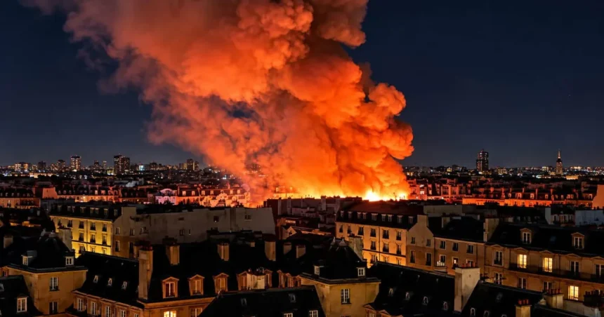 Incendiu la piața Copiilor Roșii din Paris: hala istorică a fost mistuită de flăcări
